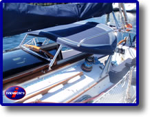 Photo of an Iverson's canvas i-Top Dodger on a sailboat.